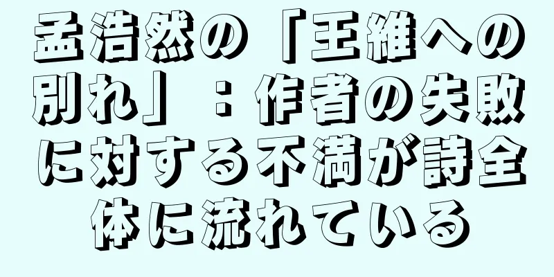 孟浩然の「王維への別れ」：作者の失敗に対する不満が詩全体に流れている