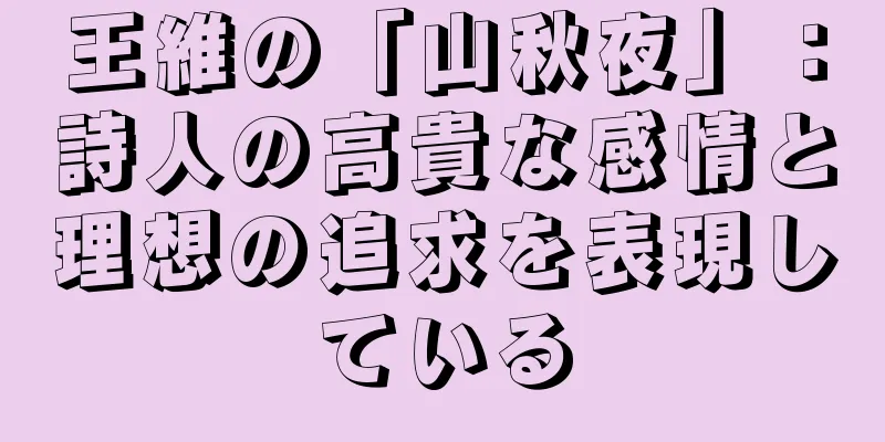 王維の「山秋夜」：詩人の高貴な感情と理想の追求を表現している