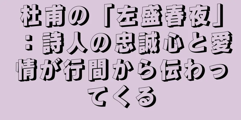 杜甫の「左盛春夜」：詩人の忠誠心と愛情が行間から伝わってくる