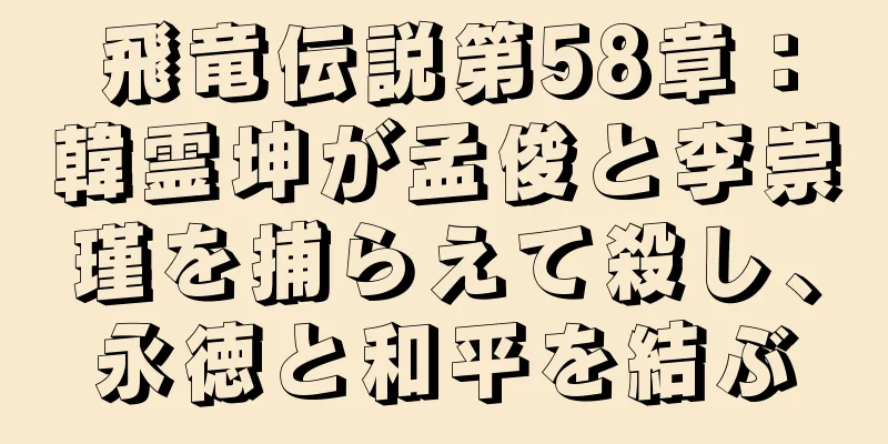 飛竜伝説第58章：韓霊坤が孟俊と李崇瑾を捕らえて殺し、永徳と和平を結ぶ