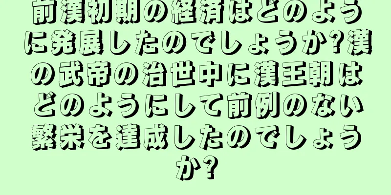 前漢初期の経済はどのように発展したのでしょうか?漢の武帝の治世中に漢王朝はどのようにして前例のない繁栄を達成したのでしょうか?
