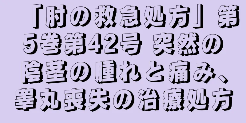 「肘の救急処方」第5巻第42号 突然の陰茎の腫れと痛み、睾丸喪失の治療処方