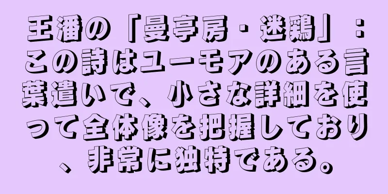 王潘の「曼亭房・迷鶏」：この詩はユーモアのある言葉遣いで、小さな詳細を使って全体像を把握しており、非常に独特である。