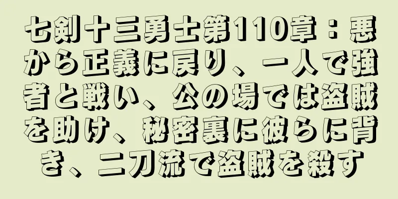 七剣十三勇士第110章：悪から正義に戻り、一人で強者と戦い、公の場では盗賊を助け、秘密裏に彼らに背き、二刀流で盗賊を殺す