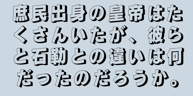 庶民出身の皇帝はたくさんいたが、彼らと石勒との違いは何だったのだろうか。