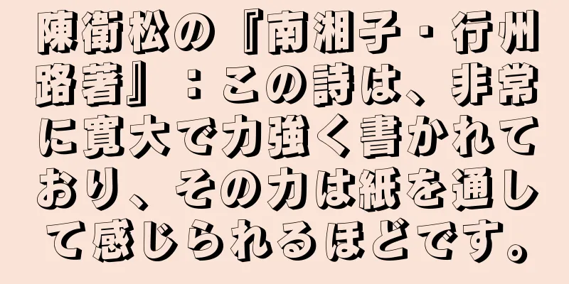 陳衛松の『南湘子・行州路著』：この詩は、非常に寛大で力強く書かれており、その力は紙を通して感じられるほどです。