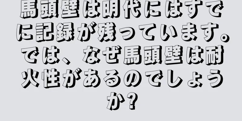 馬頭壁は明代にはすでに記録が残っています。では、なぜ馬頭壁は耐火性があるのでしょうか?