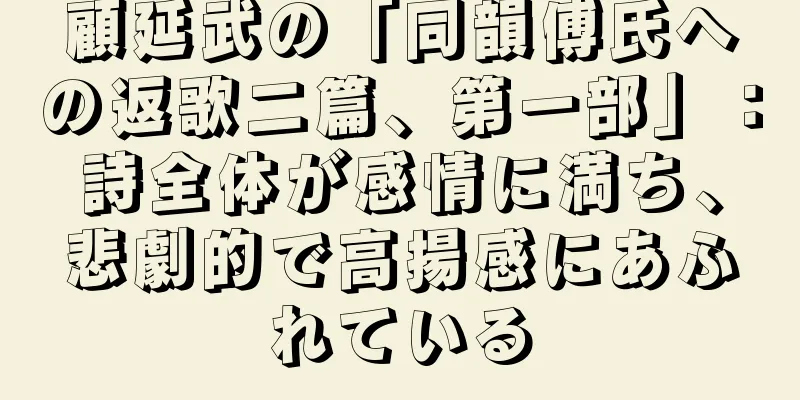 顧延武の「同韻傅氏への返歌二篇、第一部」：詩全体が感情に満ち、悲劇的で高揚感にあふれている