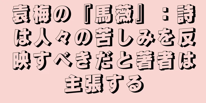 袁梅の『馬薇』：詩は人々の苦しみを反映すべきだと著者は主張する