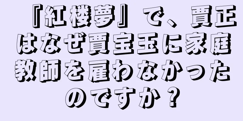 『紅楼夢』で、賈正はなぜ賈宝玉に家庭教師を雇わなかったのですか？