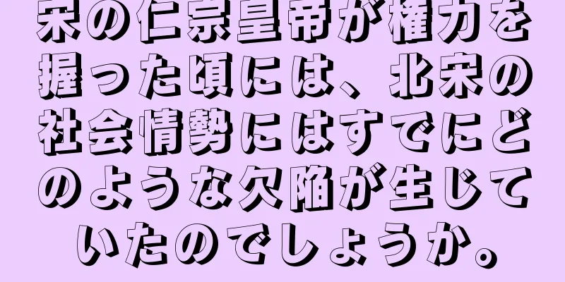 宋の仁宗皇帝が権力を握った頃には、北宋の社会情勢にはすでにどのような欠陥が生じていたのでしょうか。