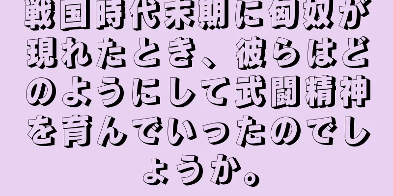 戦国時代末期に匈奴が現れたとき、彼らはどのようにして武闘精神を育んでいったのでしょうか。