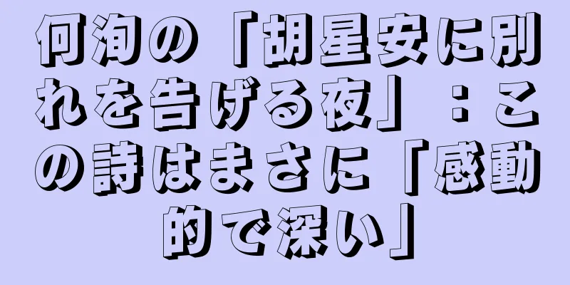 何洵の「胡星安に別れを告げる夜」：この詩はまさに「感動的で深い」
