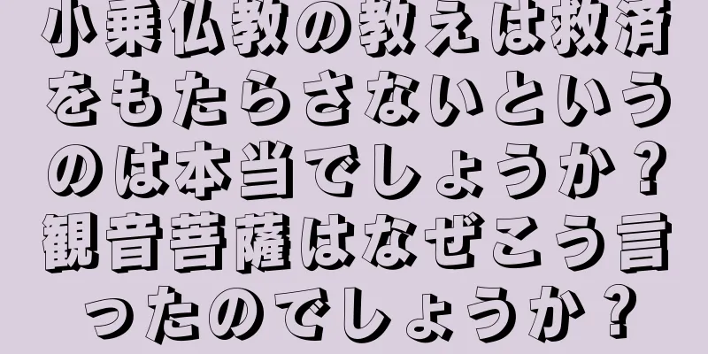 小乗仏教の教えは救済をもたらさないというのは本当でしょうか？観音菩薩はなぜこう言ったのでしょうか？