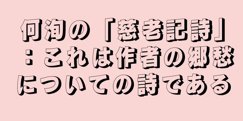 何洵の「慈老記詩」：これは作者の郷愁についての詩である