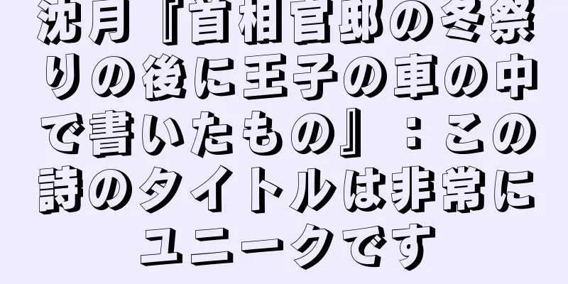 沈月『首相官邸の冬祭りの後に王子の車の中で書いたもの』：この詩のタイトルは非常にユニークです
