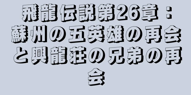 飛龍伝説第26章：蘇州の五英雄の再会と興龍荘の兄弟の再会