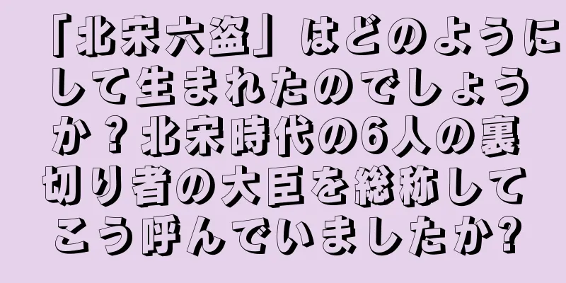 「北宋六盗」はどのようにして生まれたのでしょうか？北宋時代の6人の裏切り者の大臣を総称してこう呼んでいましたか?