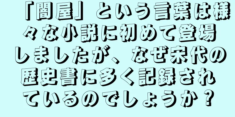「闇屋」という言葉は様々な小説に初めて登場しましたが、なぜ宋代の歴史書に多く記録されているのでしょうか？