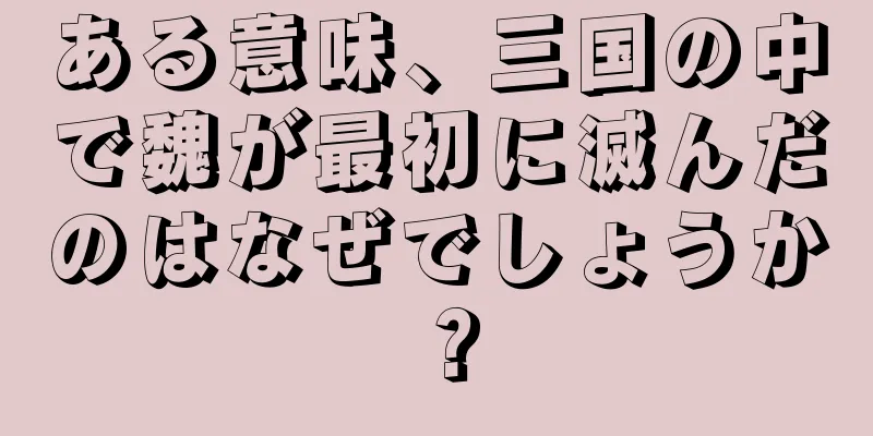 ある意味、三国の中で魏が最初に滅んだのはなぜでしょうか？