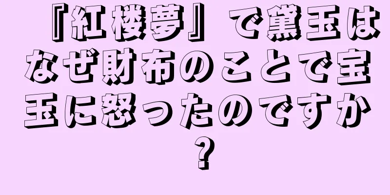 『紅楼夢』で黛玉はなぜ財布のことで宝玉に怒ったのですか？