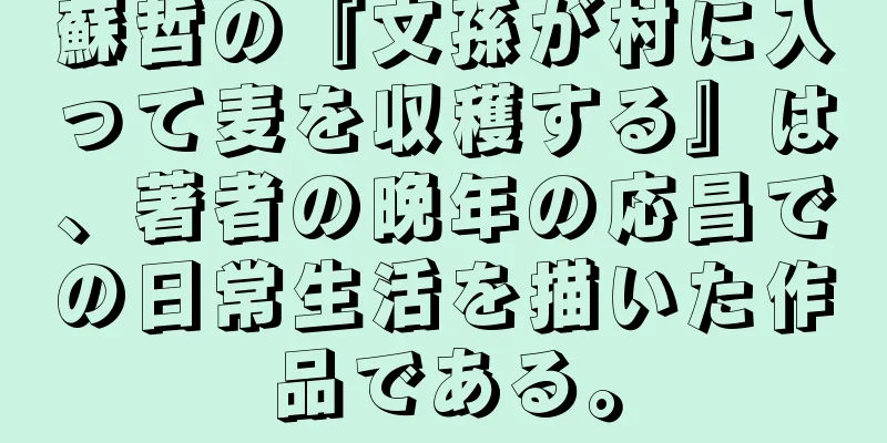 蘇哲の『文孫が村に入って麦を収穫する』は、著者の晩年の応昌での日常生活を描いた作品である。