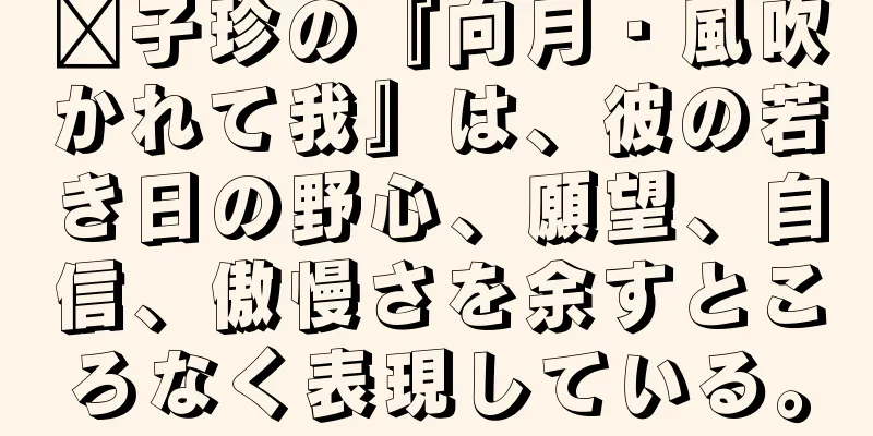 龔子珍の『向月・風吹かれて我』は、彼の若き日の野心、願望、自信、傲慢さを余すところなく表現している。