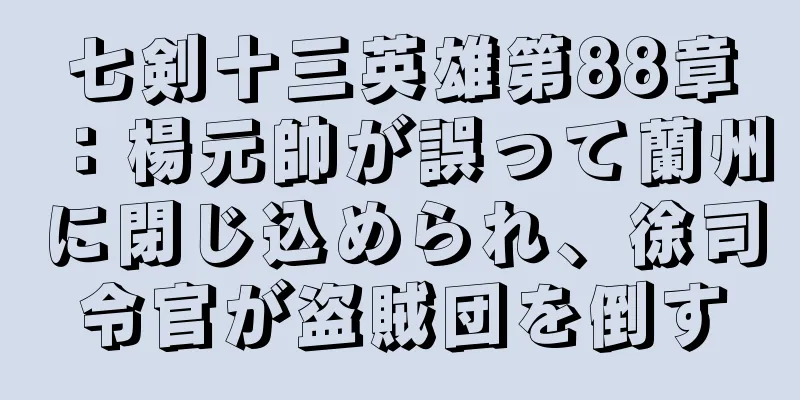七剣十三英雄第88章：楊元帥が誤って蘭州に閉じ込められ、徐司令官が盗賊団を倒す