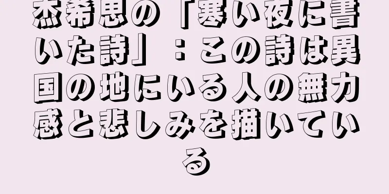 杰希思の「寒い夜に書いた詩」：この詩は異国の地にいる人の無力感と悲しみを描いている