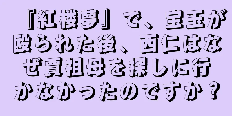 『紅楼夢』で、宝玉が殴られた後、西仁はなぜ賈祖母を探しに行かなかったのですか？