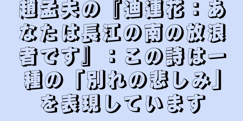 趙孟夫の『迪連花：あなたは長江の南の放浪者です』：この詩は一種の「別れの悲しみ」を表現しています