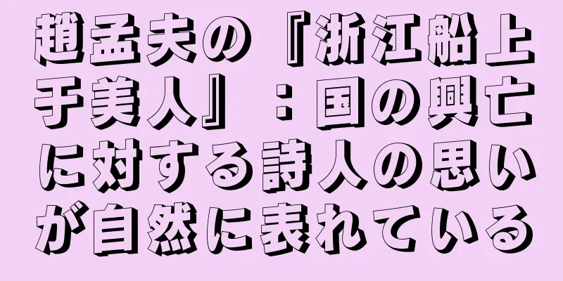 趙孟夫の『浙江船上于美人』：国の興亡に対する詩人の思いが自然に表れている