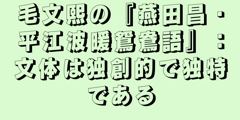 毛文熙の『燕田昌・平江波暖鴛鴦語』：文体は独創的で独特である