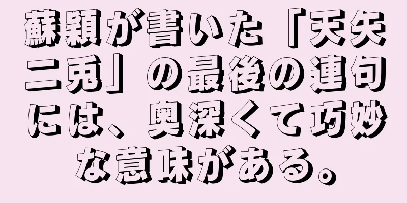 蘇穎が書いた「天矢二兎」の最後の連句には、奥深くて巧妙な意味がある。