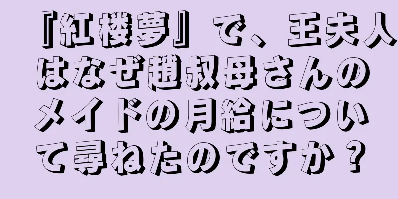 『紅楼夢』で、王夫人はなぜ趙叔母さんのメイドの月給について尋ねたのですか？