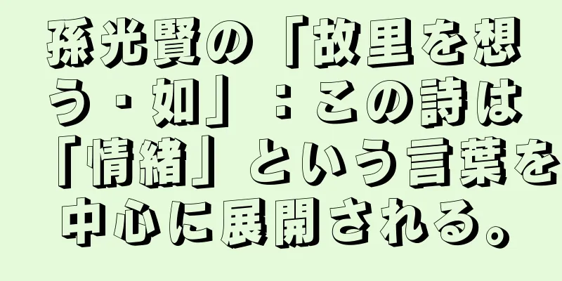 孫光賢の「故里を想う・如」：この詩は「情緒」という言葉を中心に展開される。