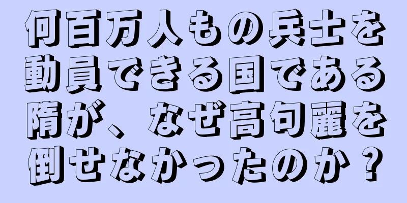 何百万人もの兵士を動員できる国である隋が、なぜ高句麗を倒せなかったのか？