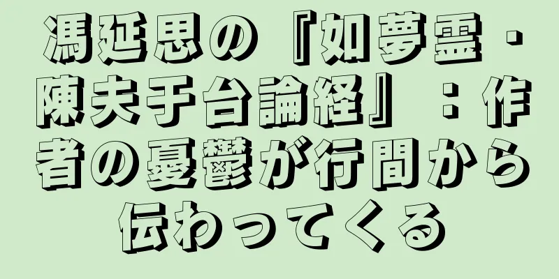 馮延思の『如夢霊・陳夫于台論経』：作者の憂鬱が行間から伝わってくる