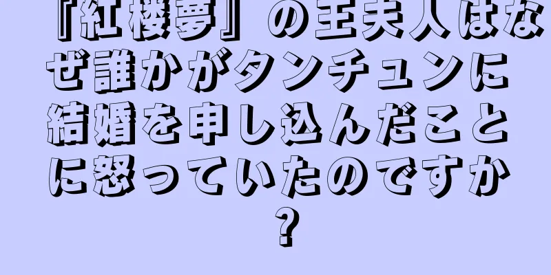 『紅楼夢』の王夫人はなぜ誰かがタンチュンに結婚を申し込んだことに怒っていたのですか？