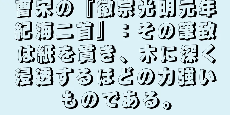曹宋の『徽宗光明元年紀海二首』：その筆致は紙を貫き、木に深く浸透するほどの力強いものである。
