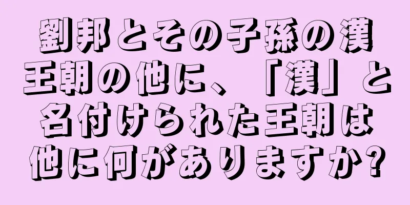 劉邦とその子孫の漢王朝の他に、「漢」と名付けられた王朝は他に何がありますか?