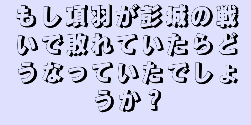 もし項羽が彭城の戦いで敗れていたらどうなっていたでしょうか？