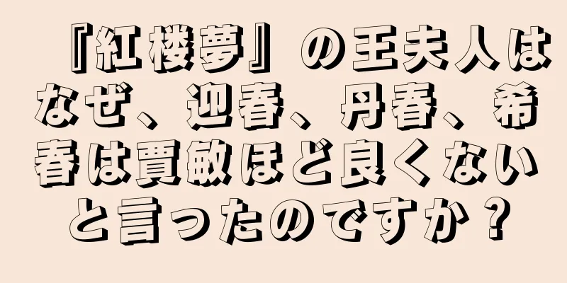 『紅楼夢』の王夫人はなぜ、迎春、丹春、希春は賈敏ほど良くないと言ったのですか？