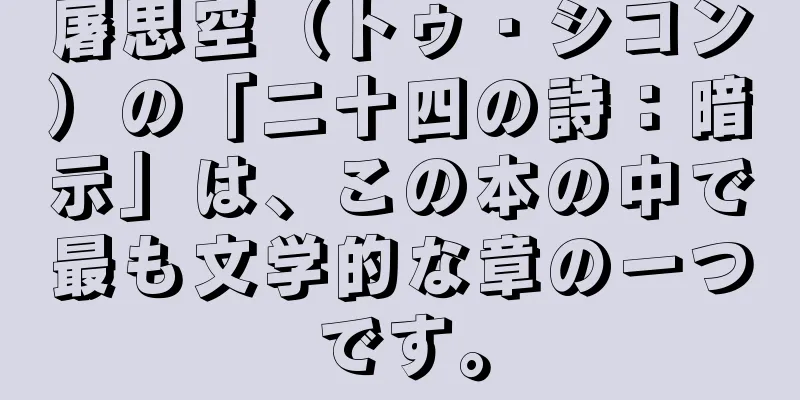 屠思空（トゥ・シコン）の「二十四の詩：暗示」は、この本の中で最も文学的な章の一つです。
