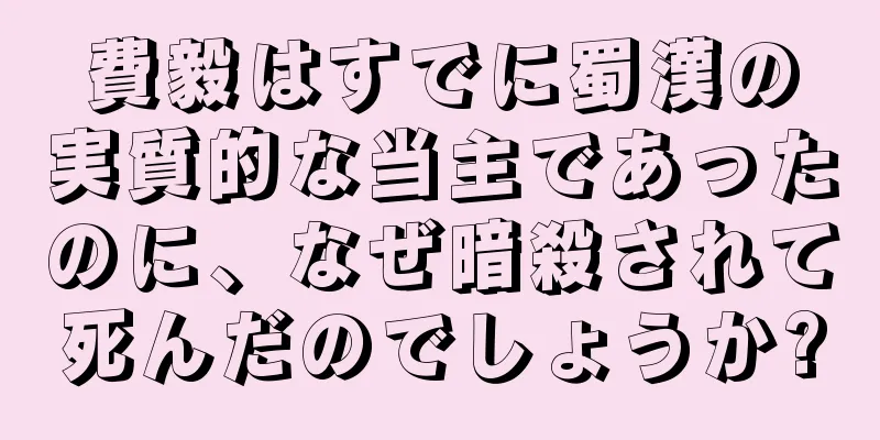 費毅はすでに蜀漢の実質的な当主であったのに、なぜ暗殺されて死んだのでしょうか?