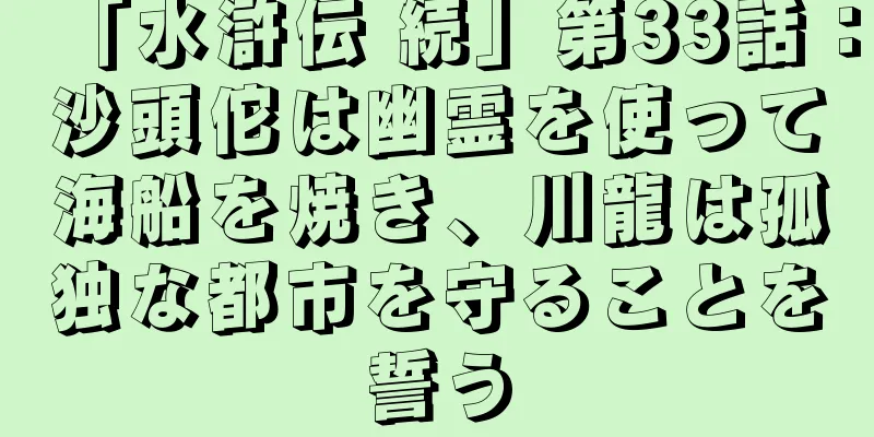 「水滸伝 続」第33話：沙頭佗は幽霊を使って海船を焼き、川龍は孤独な都市を守ることを誓う