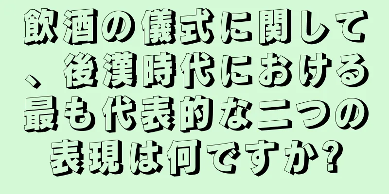飲酒の儀式に関して、後漢時代における最も代表的な二つの表現は何ですか?