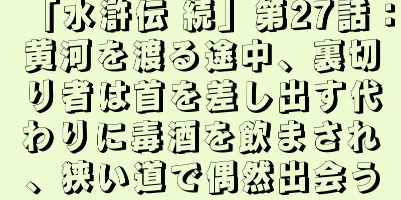 「水滸伝 続」第27話：黄河を渡る途中、裏切り者は首を差し出す代わりに毒酒を飲まされ、狭い道で偶然出会う