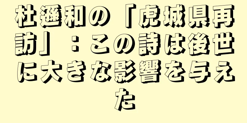杜遜和の「虎城県再訪」：この詩は後世に大きな影響を与えた