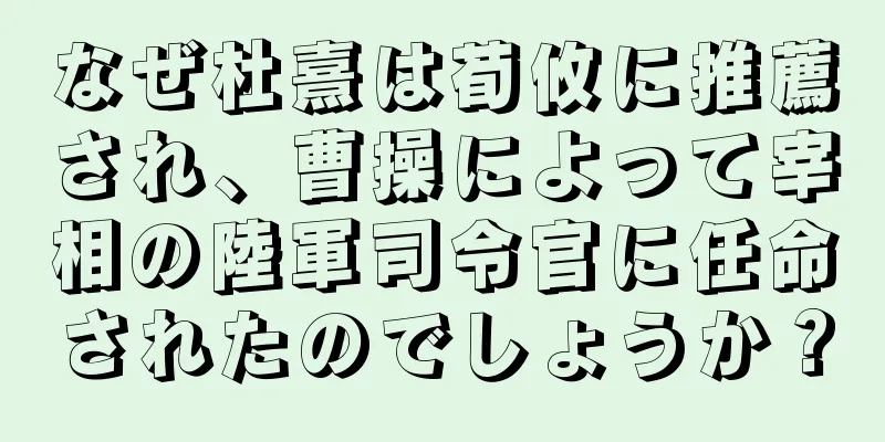なぜ杜熹は荀攸に推薦され、曹操によって宰相の陸軍司令官に任命されたのでしょうか？